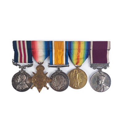 Lot 412 - WWI Military Medal Group of 5 Machine Gun Corps/Rifle Brigade.