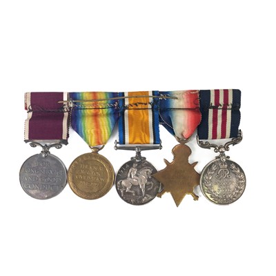 Lot 412 - WWI Military Medal Group of 5 Machine Gun Corps/Rifle Brigade.