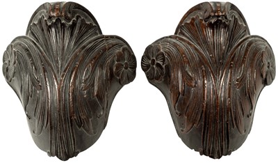 Lot 59 - Walnut carved "knee caps"
