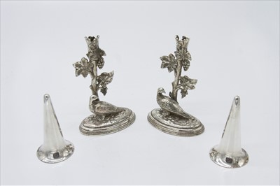 Lot 2306 - A pair of silver plated spill vases, each...