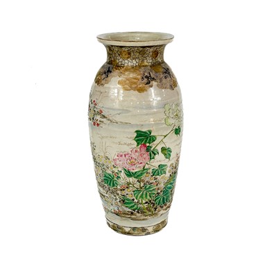 Lot 447 - A large Japanese Satsuma porcelain vase, 19th century.