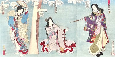 Lot 449 - A Japanese woodblock print, Kunichika Toyohara 1835-1900.