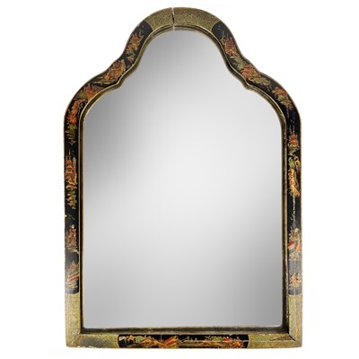 Lot 450 - A black Japanned wall mirror.