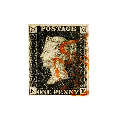 Lot 551 - 1840 Penny Black 4 Margin Used Plate 5.