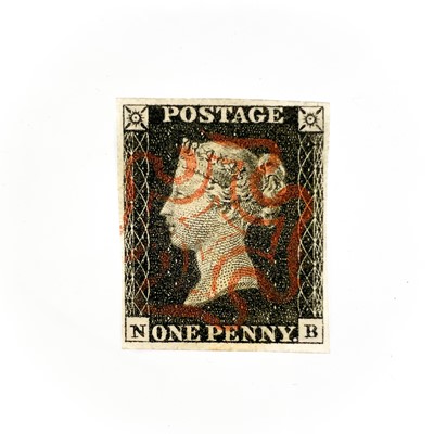 Lot 553 - 1840 Penny Black 4 Margin Used Plate 6.