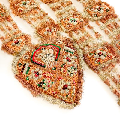 Lot 61 - Two large Indian zardozi embroidered garlands, circa 1950's.