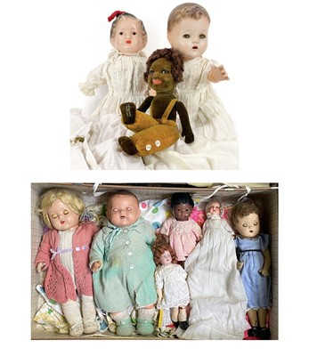 Lot 842 - A  Collection of Dolls (x9) in Two Period Suitcases.