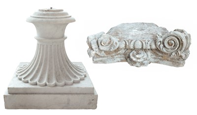 Lot 126 - A marble pedestal and a part stone capital