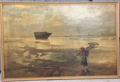 Lot 452 - John FRASER (1858-1927) Fisher Girl Oil on...