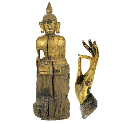 Lot 544 - A Chinese gilt metal model of a hand,.