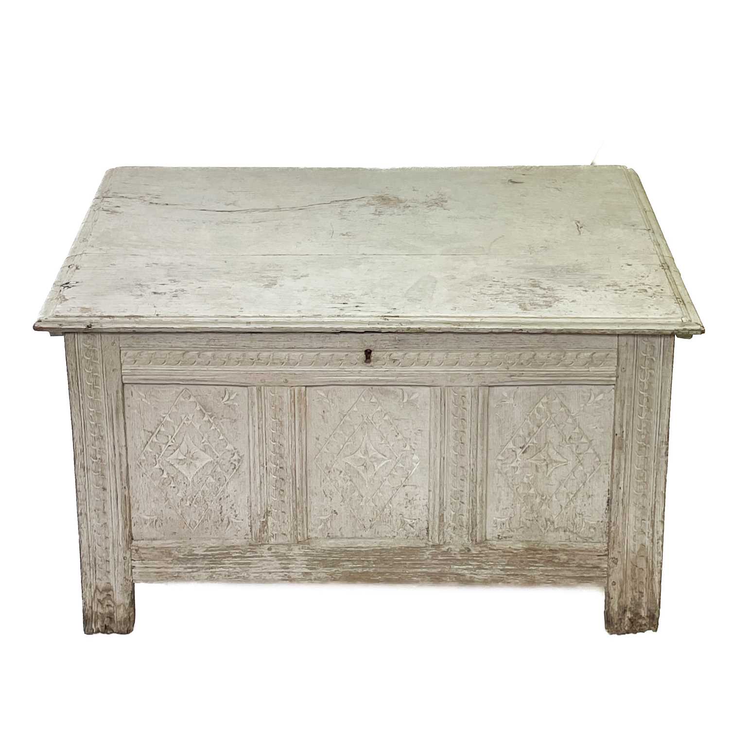 Lot 112 - An oak painted coffer.