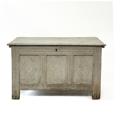 Lot 112 - An oak painted coffer.