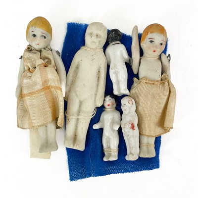 Lot 843 - Miniature Dolls & Miniature Tea Set Items.