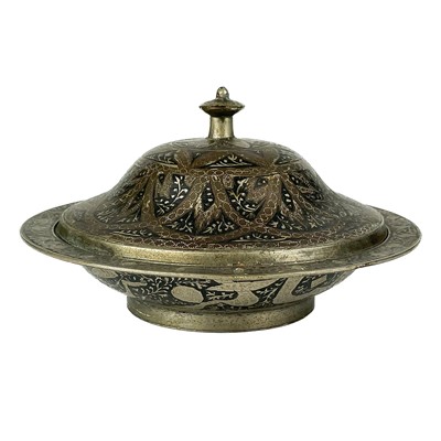 Lot 79 - An Indian Bidri ware bowl and cover, early 20th century.
