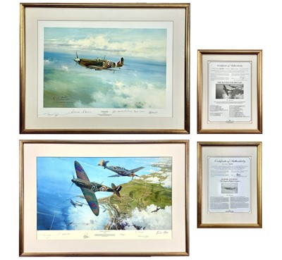 Lot 440 - Second World War Framed & Glazed Pictures by Robert Taylor With Signature of Douglas Bader.