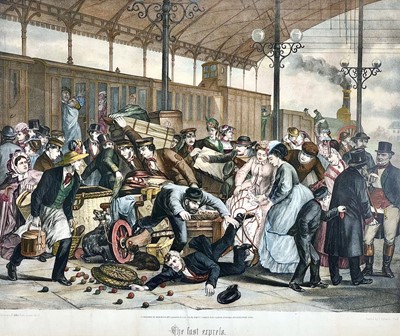 Lot 650 - The Fast Express - G.W.R. Station Coloured Engraving.