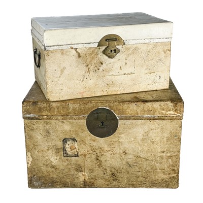 Lot 103 - A Chinese travelling trunk, probably pig skin and another smaller.