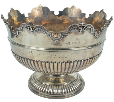 Lot 18 - A Victorian silver Monteith style punch bowl by William Hutton & Sons Ltd.
