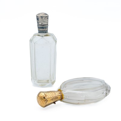 Lot 446 - A Dutch 14ct  rose gold hinge lidded scent bottle, and a silver lidded scent bottle.