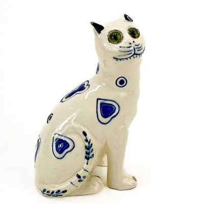 Lot 891 - A Galle or Masonic style small pottery cat figure.