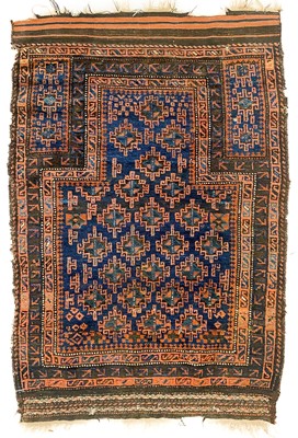 Lot 162 - A Belouch prayer rug, circa 1900-1920.