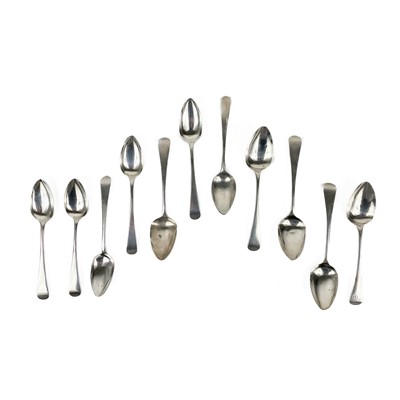 Lot 284 - A set of six George III silver coffee spoons by Thomas Streetin.