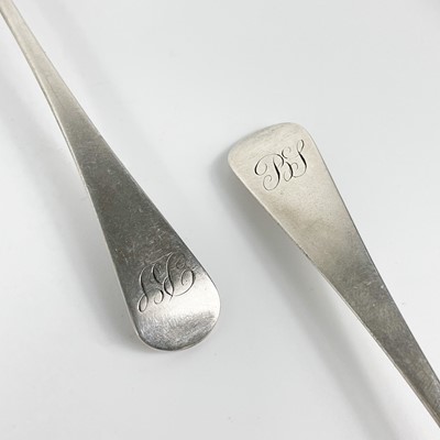 Lot 284 - A set of six George III silver coffee spoons by Thomas Streetin.
