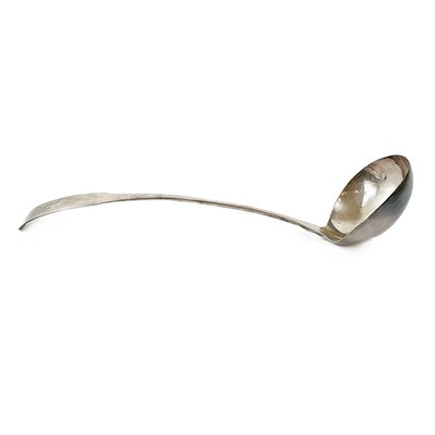 Lot 52 - A George III Irish silver soup ladle.