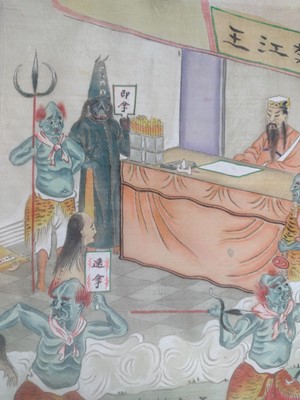Lot 116 - A set of ten Chinese rice paper paintings of execution and torture scenes, 19th century.
