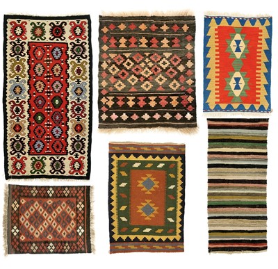 Lot 191 - Six Persian kelim rugs.