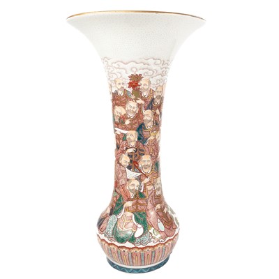 Lot 595 - A Japanese porcelain trumpet vase, Meiji period.