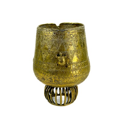 Lot 91 - An Indian brass vase, 19th century.