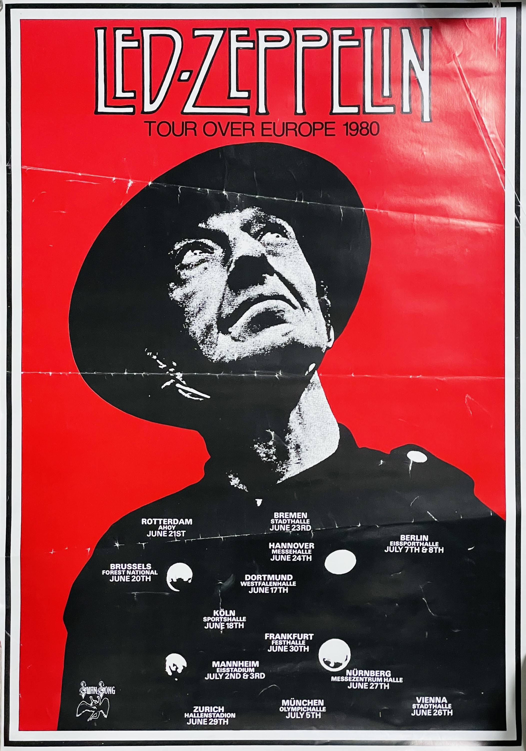 洋楽 LED ZEPPELIN BLITZKRIEG OVER EUROPE Lot 167 - Led Zeppelin 'Tour Over Europe' poster.