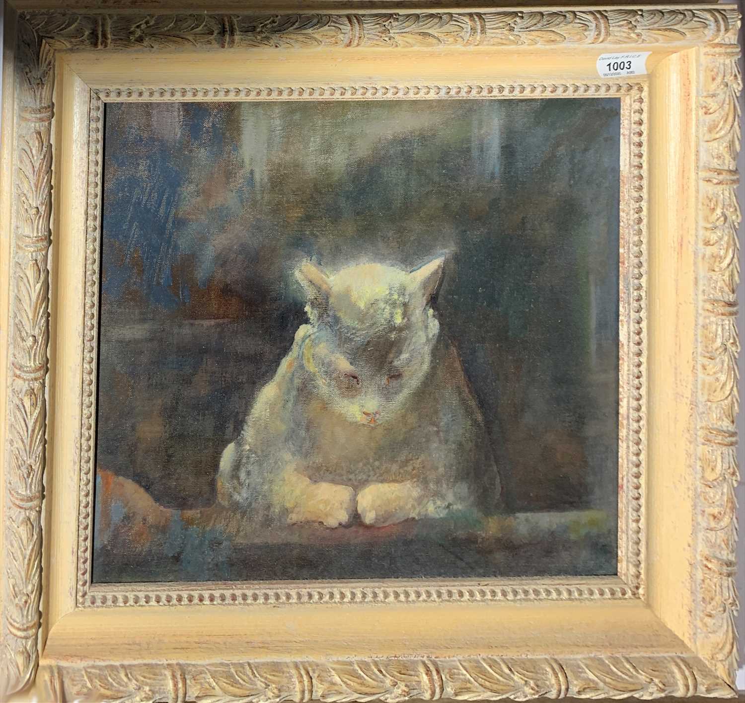 Lot 1003 - Christine Allen GAYNOR A study of a cat Oil