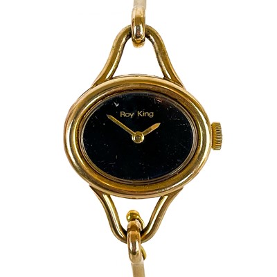 Lot 72 - A 1970's 9ct gold bangle lady's manual wind wristwatch by Roy King.