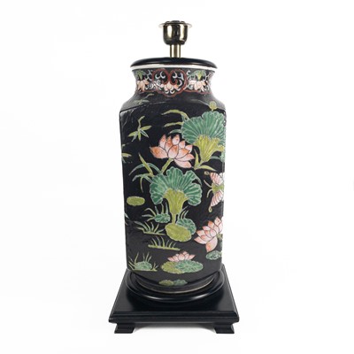 Lot 603 - A Chinese famille noire porcelain vase, 20th century.