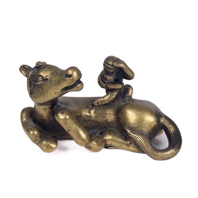 Lot 608 - A Chinese bronze scroll weight, 19th century.