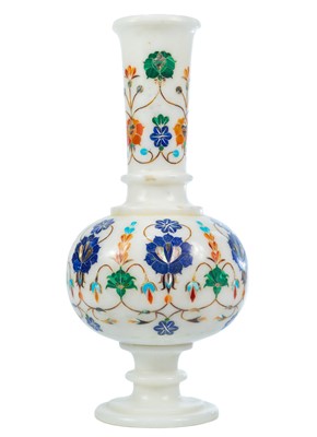 Lot 90 - An Indian marble inlaid vase, 20th century.