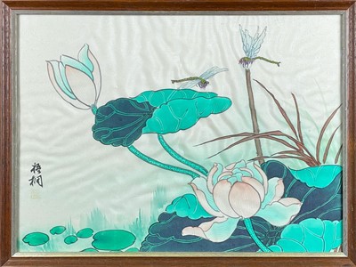 Lot 458 - Four Chinese silk paintings, 20th century.