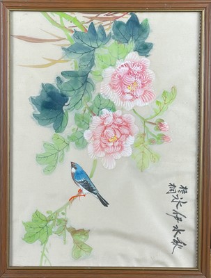 Lot 458 - Four Chinese silk paintings, 20th century.