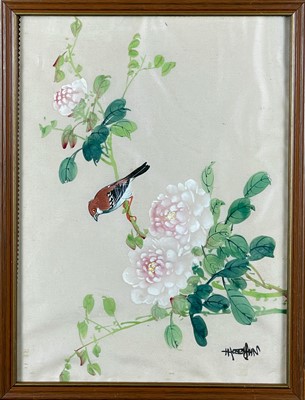 Lot 458 - Four Chinese silk paintings, 20th century.