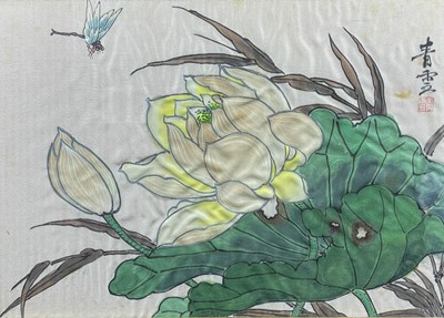 Lot 458 - Four Chinese silk paintings, 20th century.