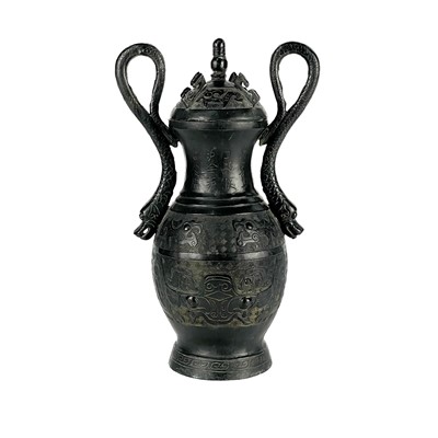 Lot 489 - A Chinese bronze archaic style vase, circa 1900-1920.