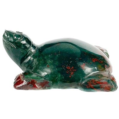 Lot 486 - A Chinese green and russet jade small carving of a tortoise.