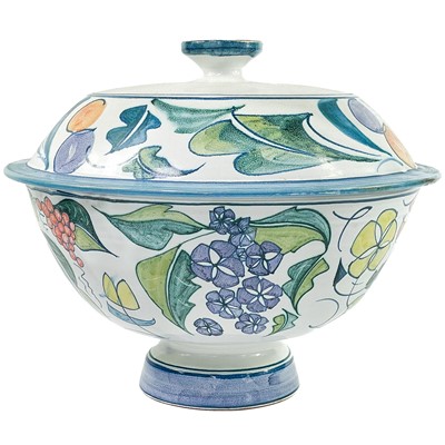 Lot 425 - A Julian Bellmont Aldermaston pottery large circular footed tureen and cover.