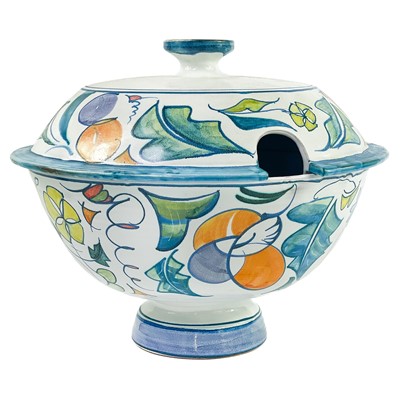 Lot 425 - A Julian Bellmont Aldermaston pottery large circular footed tureen and cover.