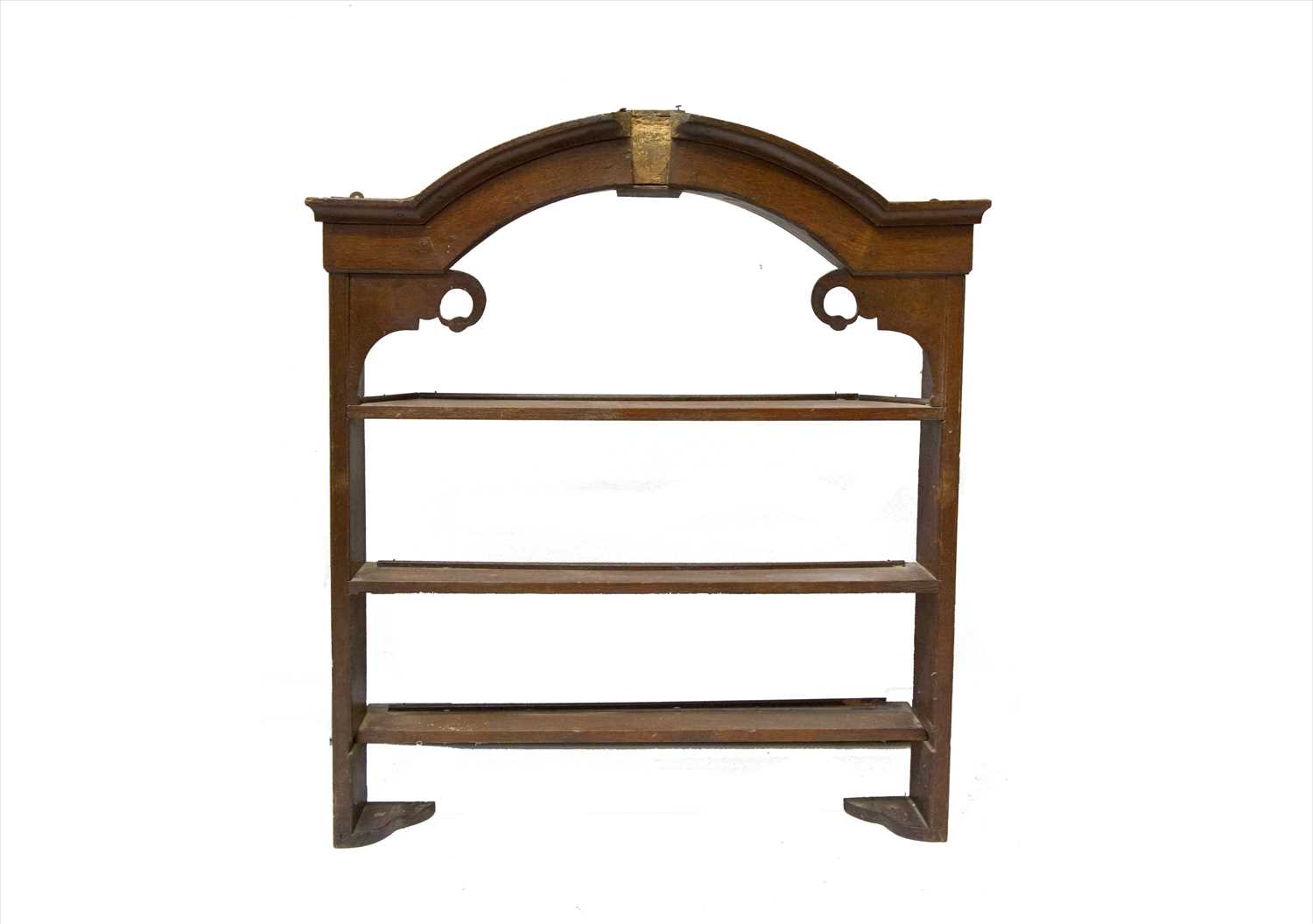 Lot 3277 - An oak hanging plate rack, 19th century, with...