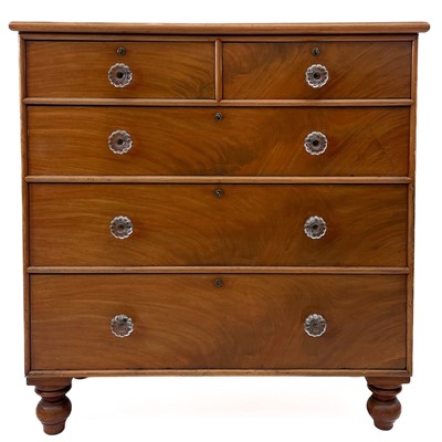 Lot 1819 - A Victorian mahogany chest of two short and three long drawers.