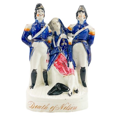 Lot 179 - A Victorian Staffordshire figure group The Death of Nelson.