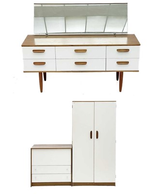 Lot 1875 - A melamine wood effect and white wardrobe and dressing chest.